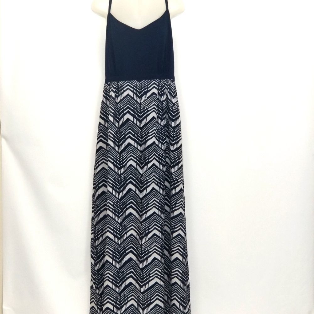 J CREW  Navy and‎ White Maxi Dress Size 14